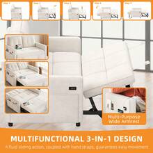 3 In 1 Convertible Pull Out Couch 54" Sleeper Sofa Bed Loveseat Velvet Futon Couch Adjustable Backrest For Living Room Bedroom Apartment And Small Space - 米色 - 查看 3