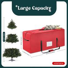 Christmas Tree Storage Bag For 7.5 Ft Artificial Trees, Water-Resistant Oxford Fabric With PVC Window, Double Zipper, Red, 49.2" X 17.7" X 19.7" - Red - View 2