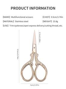 1pc Stainless Steel Gold Straight Tip Precision Scissors, Multipurpose Vintage Beauty Embroidery Trimming Scissors Suitable For Facial Hair, Eyebrow, Eyelash, Mustache, Nose - Perfect For Home, Travel And Outdoor Use,Makeup,Cheap,Room Decor,Vanity,Travel,Bedroom,Makeup Accessories
