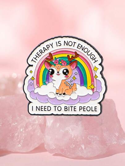 1 pezzo Spilla smaltata con citazioni divertenti, spilla con cervo carino, pini, pins da bavero con arcobaleno, stemma da applicare su zaino, abbigliamento, accessori di moda, gioiello regalo