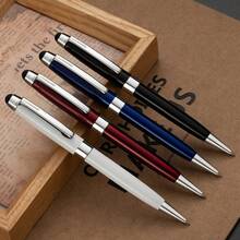 Caneta esferográfica giratória com tela sensível ao toque em metal, ideal para brindes promocionais, caneta esferográfica preta com tinta gel capacitiva em silicone. - Multicolorido - Ver 3