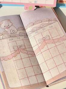 Sleeping Elephant Handbook Simple And Cute Color Page Handbook Girl Heart Schedule Planning Student Portable Diary Creative Hard Shell,School Supplies,Back To School