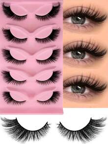 5 pares de pestañas de ojo de gato en paquete de valor | Naturales a dramáticas y esponjosas de falso visón | Pestañas reutilizables para uso diario y de fiesta (¡de fácil aplicación!) - Pestañas Ojos de Gato - Ver 1