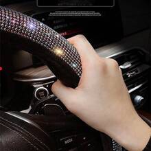 Women's Luxury Rhinestone Studded 15 Inch Car Steering Wheel Cover, All Season Fashion & Elegant, Non-Slip, Breathable, Wear-Resistant, Sparkling Rhinestone Design (Pink) - Pink - View 7