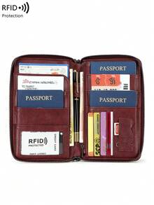 New RFID Blocking Zipper Wallet Passport Holder Organizer Bag, Multi-Functional Passport Wallet, Large Capacity Travel Wallet, Fashion Travel Pouch, Essential Travel Accessories, Holiday Supplies - View 7