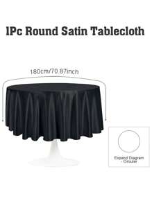 1 Stück schwarze runde Satin-Tischdecke, elegante Hochzeitstischdecke mit gefalteter Kante, Durchmesser 145/180/200/228 cm Polyester-Tischdecke, Hochzeitsdekoration, Verlobungsfeier-Zubehör, Brautparty-Tischdekoration, Bankett-Tischzubehör, 1. Geburtstags-Party-Dekoration, Baby-Shower-Zubehör, Gender-Reveal-Party-Dekoration, Innen- und Außenveranstaltungsdekoration, Picknick-Zubehör, Feiertagsparty-Zubehör, tägliche Heimdekoration, Küchenzubehör, Tischdekor
