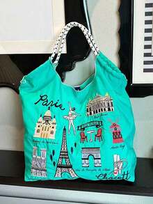 Nova moda bolsa de ombro bordada, bolsa de compras bordada exclusiva, bolsa de compras bordada - Multicolorido - Ver 3