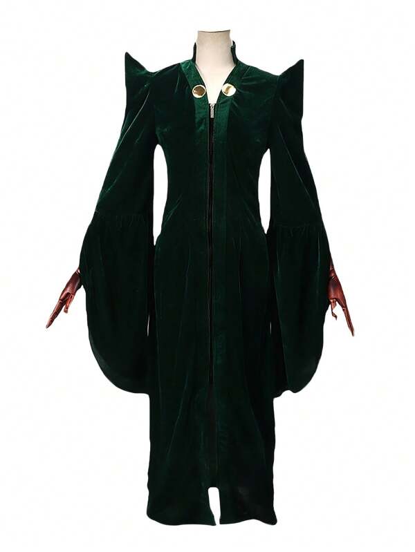 1pc Green Long Sleeve Dress Cosplay Witch Minerva McGonagall Gryffindor Headmistress Outfit