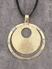 1pc Asymmetrical Hollow Square Shape Yellow Alloy Necklace For Men, Simple Wax Rope Long Chain, Gift For Girlfriend, Couple Accessory, Daily Wear Jewelry - Wax Rope - View 14