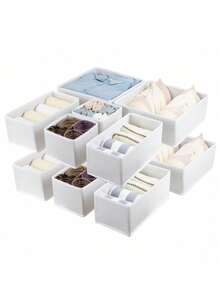 Simple Style Foldable Cloth Storage Box Closet Dresser Drawer Divider Organizer Basket Bins For Underwear Bras Decorations Autumn Decor Festival Decor Room Decor Home Decor Fall Decor Bedroom Decor - White - View 4