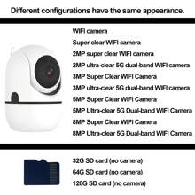Câmera Sem Fio WIFI de 8MP 5MP HD 1080P para Segurança Interna e Externa, com Opções de Dual-Band 2.4G+5G WIFI e 2.4G WIFI, Função PTZ, Detecção de Movimento por IA, Rastreamento Automático, Alarme, Visão Noturna Colorida, Holofote, Rotação Panorâmica de 360 Graus