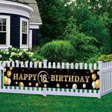 1 Stück Dekorationsbanner zum 16. Geburtstag - Alles Gute zum Geburtstag Hintergrund für Wand & Garten - 16. Geburtstags Party Deko - Teenager Geburtstags Party Zubehör
