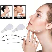 40pcs/Set Invisible Face Lifting Tapes, 40pcs Tapes + 3pcs Face Slimming Bandage, Help Tighten Facial Contours, Smooth Wrinkles, Quickly Lift Jawline - White - View 2