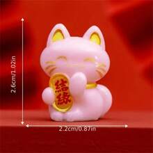 Resin Lucky Cat Figurine, Chinese Maneki Neko Fortune Cat, Money Attraction Amulet, No Feathers, Electricity-Free, With DIY Decor Accessory, For Desktop, Car, Valentine'S Day Gift, Suitable For Ages 14+