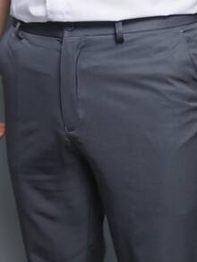 Men's Solid Color Business Suit Pants With Spandex - Dark Grey - View 5