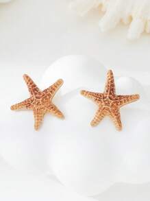 1 Pair Minimalist Starfish Design Earrings, Versatile Beach Holiday Jewelry Accessories For Women