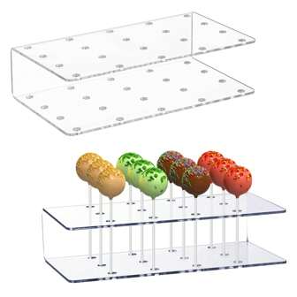 2pcs Cake Pop Stand, Acrylic Lollipop Hold Stand, Clear Cake Pop Display Holder, 15/20 Holes Candy Pop Holder,Cake Pop Stand,Clear Acrylic Lollipop Display Holder For Weddings Birthday Anniversary Parties Candy Decorative