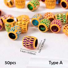 50pcs Textured Hair Bead Boho Hair Clips, School Stuff, Hair Accessories, Head Accessories - Multicolor - View 10