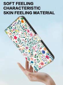 GLANDOTU For Galaxy Colourful Flower 3D Colourful Creative Bi-Fold PU Leather Flip Case With Card Slot Anti-Theft Brush Holder Wallet With Lanyard