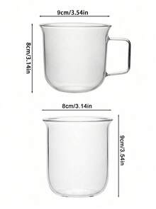 1pc Simple Round Handle Mug, High Borosilicate Glass Cup Suitable For Iced Coffee, Latte, Milk - Clear - View 2