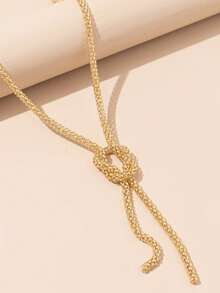 1pc Unique Handmade Chain Adjustable Long Necklace - Yellow Gold - View 1