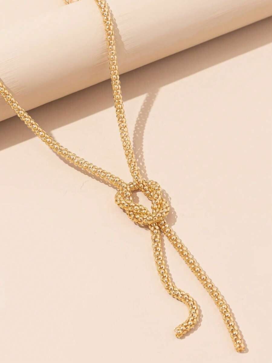 1pc Unique Handmade Chain Adjustable Long Necklace - Yellow Gold - View 1