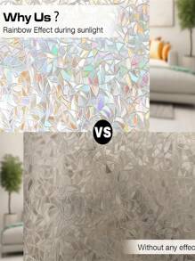 Película para ventana de cristal esmerilado 3D en estilo de vidrieras, con hojas verdes y arcoíris. Película antiestática para puertas de cristal, parasol, control de calor y rayos UV para hogar y oficina