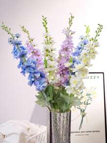1pc 33.8inch Artificial Flower Silk Delphinium Long Stem Fake Plant For Home Decor,Room Decor,Wedding Decor,Tall Floor Vase Decoration,Spring And Summer Decoration,Garden Decor,Outdoor Party Decorations,Office Decor