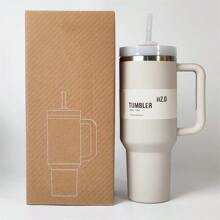 Compatible With Stanley Cup 40 Oz, 1 Piece, 40 Oz Stan Cup, 40oz With Handle, 40 Ounce Stainless Steel Insulated Water Bottle With Handle, 1200ml Wide Mouth Water Tumbler Iced Coffee Mug, Double-Walled Vacuum Insulation, Keeps Drinks Hot/Cold For Hours, Perfect For Outdoor, Gym, Travel,Hiking, Camping, Sports,Work, School, And Outdoor Adventures