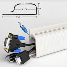 1PC 40cm/15.75inch Under-Desk Cable Tray Self-Adhesive Cable Organizer Cable Management Accessories Cable Protecter No Drilling PVC Invisible Slot Organizer For Monitors And Computers,Durable PVC Material