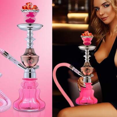 Hookah Set - 1-2Hose Premium Shisha Hookah With Glass Vase, Ceramic Bowl And Coal Tongs Ashtray For Better Shisha Hookah Narguile Smoking Set
