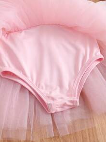 1pc Young Girl Lovely Elegant Princess Sweet Academy Ballet Style Breathable Lightweight Tulle Strap Tutu Dress, Suitable For Party, Birthday, Celebration, Holiday, Performance, Banquet, All Seasons - Pink - View 8