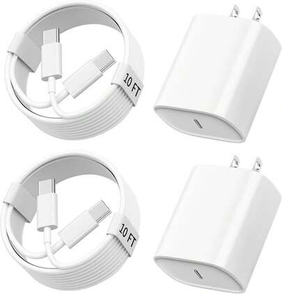 10FT/3M For IPhone 15 16 Charger Fast Charging, 10 FT Long USB C Charger Cord With 20W Type C Phone Fast Charging Block For IPhone 16/16 Pro/16 Pro Max/16 Plus, IPhone 15/15 Pro/15 Pro Max/15 Plus,IPad,Android