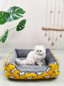 1pc Plush Rectangular All-Season Anti-Slip Pet Bed Mat, Thick Thermal Lining For Small/Medium Dogs, Cats, Rabbits And Other Animals, Comfort Indoor Pet Sofa, Great For Mother's Day Gift