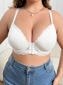 Sujetador con cierre delantero con aros para mujer de talla grande con estilo y sexy