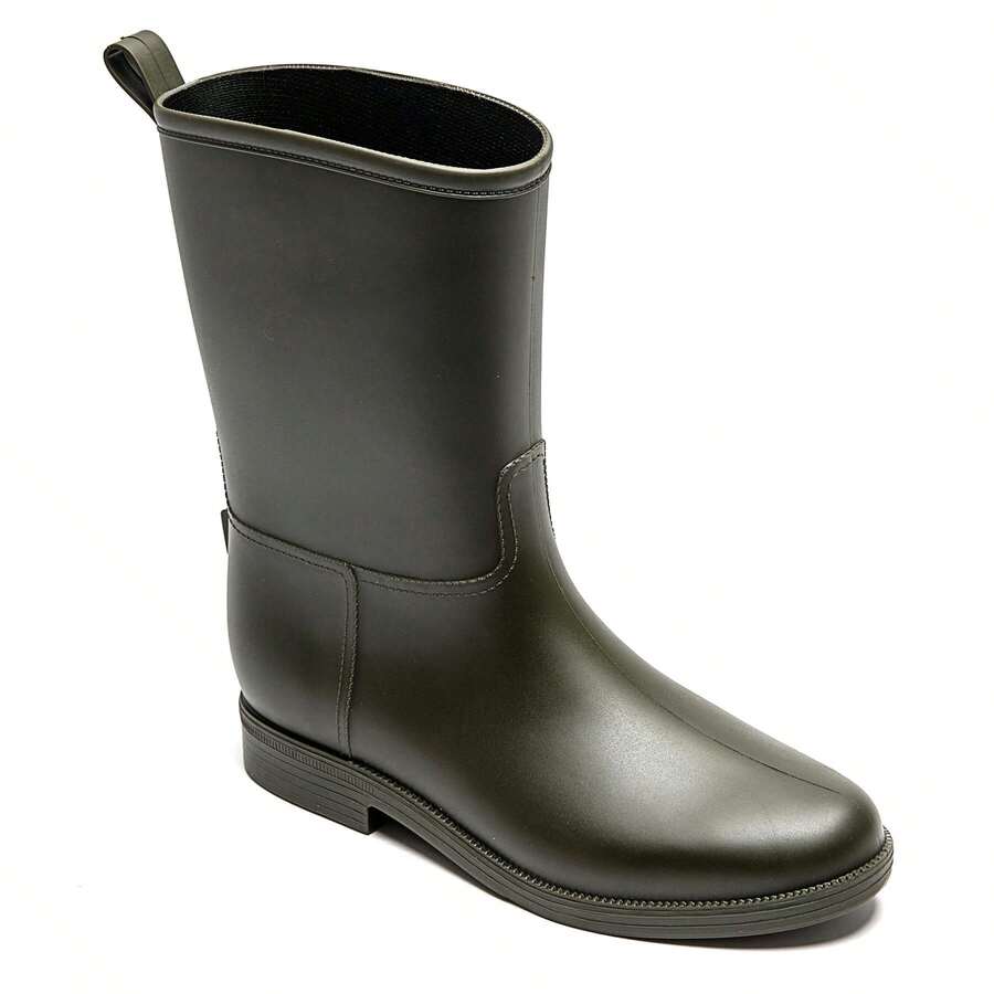 Modern, Minimalist Style, Plain, Mid-Calf Boots For Women - Green - View 1