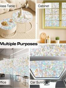 Película para ventana de cristal esmerilado 3D en estilo de vidrieras, con hojas verdes y arcoíris. Película antiestática para puertas de cristal, parasol, control de calor y rayos UV para hogar y oficina