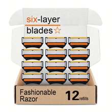 6-Layer Manual Men's Shaving Razor/Replacement Blades, 5-Layer Razor Stand, Washable, Stainless Steel Depilation Tool