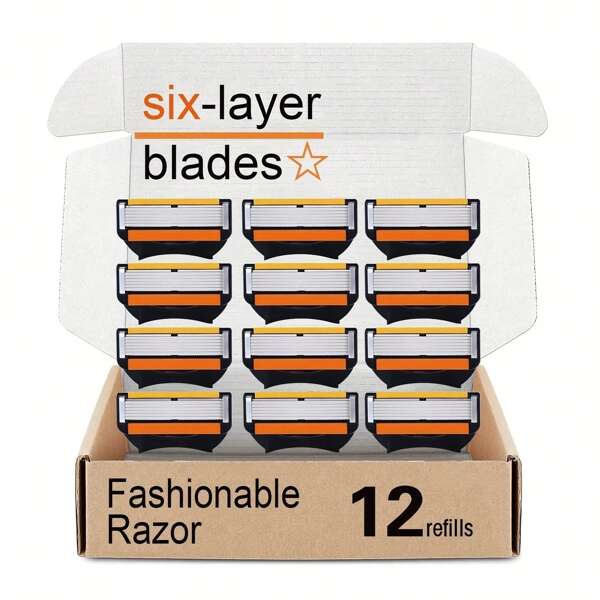 6-Layer Manual Men's Shaving Razor/Replacement Blades, 5-Layer Razor Stand, Washable, Stainless Steel Depilation Tool