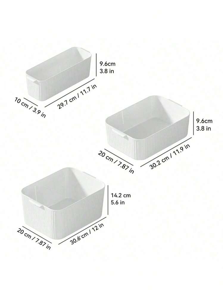 1/2/3pcs Multifunctional Plastic Storage Box With Handle, Stackable Bathroom Cosmetics Storage Box, Cabinet Storage Container For Food, Snack & Fruit, Kitchen Sauce Bottle & Seasoning Jar Storage Basket, Refrigerator Storage Organization, Space Saving, Suitable For Student And Adult Use In Home, Kitchen, Bathroom, Bedroom, Dorm, Office - White - View 18