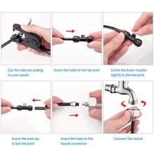 Sistema de enfriamiento por nebulización, 32,8 pies (10 m) de línea de nebulización + 12 boquillas de niebla de latón + adaptador de latón (3/4") nebulizador exterior para patio, jardín, invernadero, ventilador, porche, terraza, sombrilla, trampolín y parque acuático - Negro - Ver 8