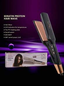 1pc European Plug Powered Household LAC Flat Clip Adjustable Temperature Hair Straightener & Curling Iron Tong, Voluminous & Inward Curl - EU C Type Plug(220-240V) - View 3