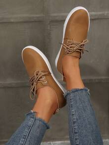 Women's New Spring/Summer Lightweight Comfortable Flat Round Toe Brown Loafers, Elegant Leather Casual Flat Shoes - Brown - View 4