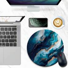 1pc Sunset Beach Butterfly Design Round Mouse Pad, With Anti-Slip Rubber Base Small Portable Travel Mouse Pad, Suitable For Work Wireless Computer Laptop, Office Desk Accessory