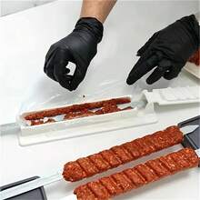 手动非电动烤肉串压制机 - 1 件单排烧烤串制作器，ABS 塑料，适用于牛肉、蔬菜、海鲜、香肠和肉类