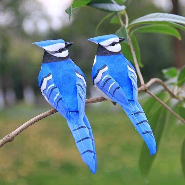 Künstlicher blauer Vogel Garten- & Weihnachtsdekorations-Ornament, Fabrikhandwerksartikel, künstlerische Federfake-Vogel-Klammer