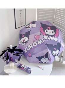 Sanrio [Sanrio Kuromi Cute Fashion] Hello Kitty Handmatige Paraplu - Dubbelzijdige Regen- en Zonbescherming, Anti-UV, Schattig en Modieus Accessoire