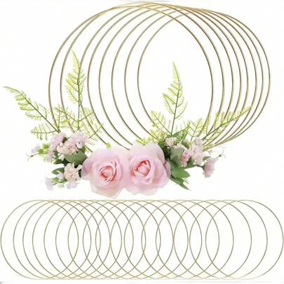 1pc 20cm/30cm Round Square Metal Hoop DIY Wedding Wreath Frame For Wedding Party Crafts Decoration Wreath Summer Birthday Gifts Beach Back To School School Supplies Room Decor