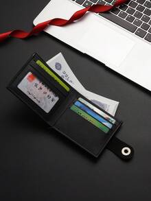 Men's Wallet Short Bifold Pu Leather Magnetic Closure Wallet, Multi Card Slots Coin Purse, Travel Pass Holder, Retro Style Formal/Business Formal Valentine's Day Ideas - Multicolor - View 5