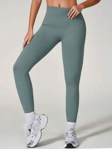 NcmRyu 1 Pc Solid Color Women Yoga Leggings With High Waistband Moisture Wicking And Stretchy Perfect For Outdoor Activities And Fitness Skin Friendly Solid Color High Elasticity Summer - 藍色 - 查看 6